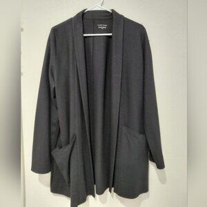 Eileen Fisher Black Wool Cardigan Medium Flaw